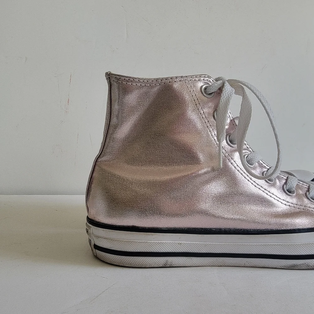 Converse Pink Rose Quartz Metallic Hi Tops Size 9 40 Streetwear Sneakers - Picture 6 of 16